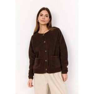NWT SOYA CONCEPT ONYX Chocolate Brown Teddy Cardigan